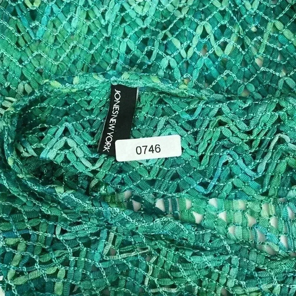 Vintage Knit Poncho Cape One Size Lightweight Asymmetrical Y2K Pullover Green - Picture 7 of 9